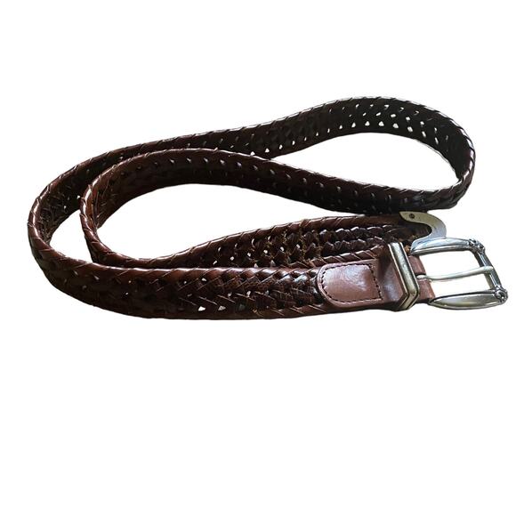 Fossil Genuine Leather Rope Belt Brown with silver hardware size large BT4485COG